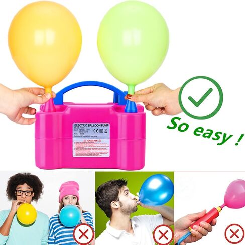 منفاخ بالونات كهربائي، محمول أوتوماتيكي بفوهة مزدوجة 110 فولت 600 وات، مع أدوات ربط لكشف جنس عيد الميلاد، بالونات استحمام الطفل، زينة الحفلات، طقم قوس البالون ومجموعة إكليل البالونات in Kuwait