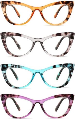 4 Pack Reading Glasses For Women Cat Eye Blue Shielding Reader Spring Hinge computer reader in Saudi Arabia