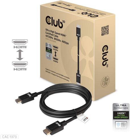 كابل Club3D CAC-1372 فائق السرعة HDMI 2.1 معتمد 4K 120 هرتز 8K 60 هرتز M/M 2 متر - 6.56 قدم in Saudi Arabia