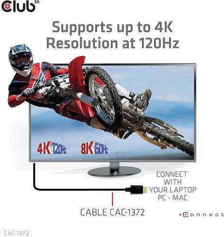 كابل Club3D CAC-1372 فائق السرعة HDMI 2.1 معتمد 4K 120 هرتز 8K 60 هرتز M/M 2 متر - 6.56 قدم in Saudi Arabia