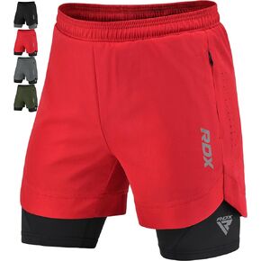 RDX Men’s Running Shorts, 2 in 1 Athletic Breathable Short Compression Liner, 2 Zipper and 2 Phone Pockets, Lightweight