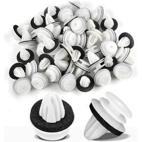 30pcs Door Trim Panel Retainers Clips with Cushion, EM #90467-10188#90467-A0005, Car Fender, Bumper, Radiator, Shieldyoke Nylon Panel Clips, Universal Automotive Accessories