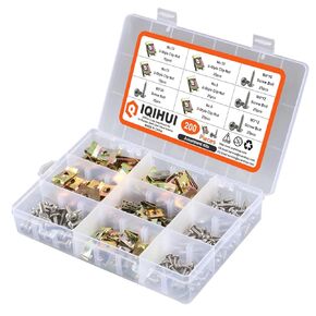 200pcs Spring Type U Clip Nuts #6/8/10/12 Screw Size,Automotive U Type Speed Nut and Screw Assortment Kit Replacement Bumper Interior Trim