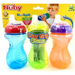 Nuby No Spill Easy Grip 10 Oz Sippy Cups 3 Pack