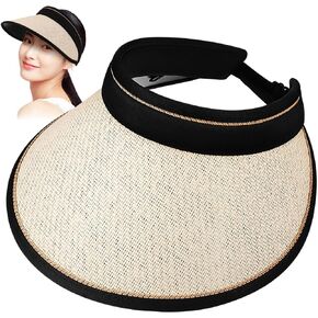 BESPORTBLE Women Sun Hat: Sun Visors for Women Foldable Wide Brim Straw Visors Women Beach Visors Sun Visor Hat Beach Hat