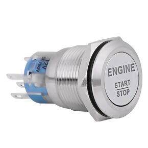 DC 12V LED Car Engine Start Stop Push Button Switch Ignition Starter Switch Universal Metal Press LED Push Button Switch White(Black)