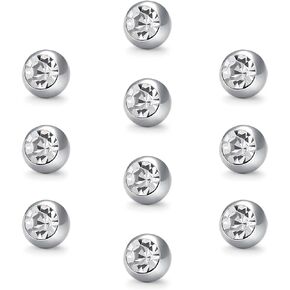 VCMART 14G 5mm 8mm Replacement Balls Externally Threaded Piercing Balls for Tongue Nipple Navel Belly Button Rings Industrial Barbell Piercing Surgical Steel Body Piercing Jewelry Parts