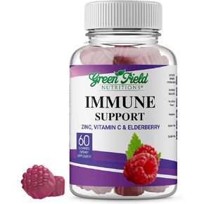 Greenfield Nutritions Halal Immune Support Elderberry Gummies for Adults - Supports Your Immune System Naturally with Halal Zinc and Vitamin C Gummy - 60 Delicious Mixed Berry Gummies Halal Vitamins