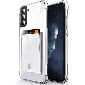 Shields Up for Galaxy S22 Case, Samsung S22 Case, Minimalist Wallet Case with Card Holder and Ring Kickstand/Stand, [Drop Protection] Slim Protective Shockproof Cover for Samsung Galaxy S22, Clear