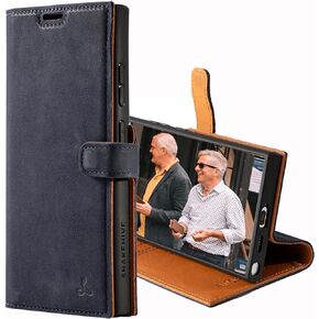 Snakehive Leather Wallet for Samsung Galaxy S24 Ultra 5G - Real Leather Wallet Phone Case - Genuine Leather with Viewing Stand and 3 Card Holder - Flip Folio Cover with Card Slot (Brown)