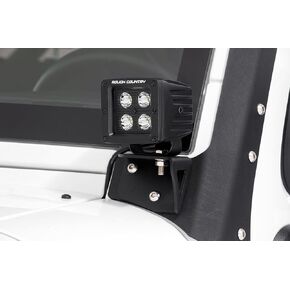 Rough Country Lower Windshield Light Brackets for 07-18 Jeep Wrangler JK - 70044 , Black