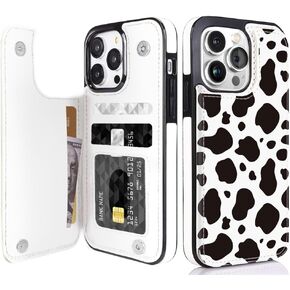 Compatible with iPhone 13 Pro Max Case Wallet with Card Holder, Flip PU Leather Built-in Card Slots, Kickstand and Shockproof Case for iPhone 13 Pro Max 6.7 inch Women Men (Black Leopard)