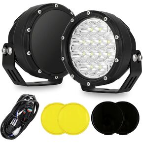 BIGLION.X 5 بوصة 2 قطعة 160 وات أضواء الطرق الوعرة الحمراء المستديرة 18800LM سوبر مشرق العنبر أضواء القيادة على الطرق الوعرة أضواء العمل الصفراء مقاومة للماء IP68 12V 24V مع تسخير الأسلاك للشاحنات بيك اب ATV UTV SUV in Kuwait