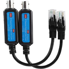 Demeras 1Pair 10/100Mbps 1CH IP Network Transmitter, Fast and Easy to Install Passive IP Network Coaxial Transmitter Receiver Extender for IP NVR Camera