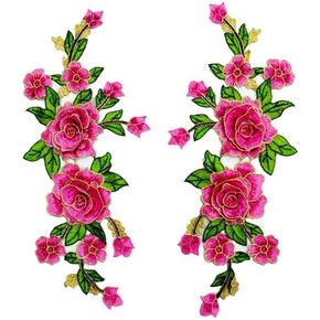 Fabric 3D Colorful Flower Lace Sewing Applique Patch Collar Applique DIY Craft Neckline Sewing Embroidery Patches Accessory for Cheongsam Clothes Dress 2 Pcs/lo (Blue)