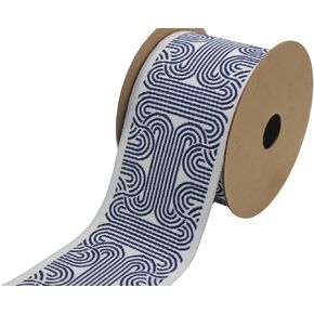 3.8 Yard Spool 2.67 inches Blue and White Roman Key Embroidered Curtain Trim Jacquard Ribbon for Your Drapes Curtains Drapery Banding Trims Tape V1 205
