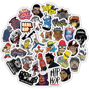 BulbaCraft 37 Pcs Hip Hop Stickers, Strong Adhesive & Waterproof Music Stickers, Hip Hop Vinyl Stickers for Laptops & Water Bottles
