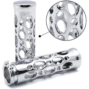 HTTMT TRHB103-CD-1 Inch Chrome Motorcycle Hole Hollow Shape 1 Inch Hand Grips Compatible with Nomad Drifter Vulcan 1600 2000 Harley Davidson FXDL Dyna Low Rider