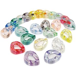 DIYOMR 100Pcs Acrylic Linking Rings, Transparent AB Dazzle Chain Bulk Quick Necklace Link Connectors Multicolor Mixing Chain Buckl for Jewelry Keychain Making Purse Eyeglass Chain DIY Phone Decor