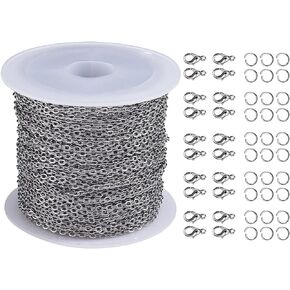 LiQunSweet 5m (16.4 Ft) Unfinished Stainless Steel Cross Chains Decorative Heart Chains Soldered for Necklace Bracelet Jewelry Making - 4mm