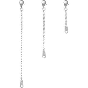 3pcs Sterling Silver Necklace Extenders, 1/2/3 Inches Necklace Extension Chain Jewelry Extenders Extension Chain for Jewelry Making Necklace Bracelet Anklet (Silver)