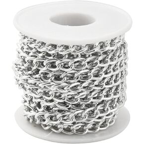 Jaydis 16.4 Feet Aluminum Curb Chains 2mm Twisted Links Cross Cable Chains Silver Plated with Spool for Pendant Necklace Jewelry Making