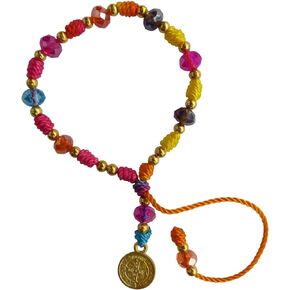 Multi Colored Thread with Cristal Beads Saint Benedict Bracelet Pulsera De San Benito