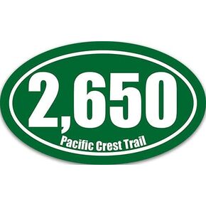 Oval 2,650 Pacific Crest Trail Miles Sticker (Hiking Hike pct 2650 Hiker Vinyl Decal for car Truck or Laptop (3 x 5 inch)