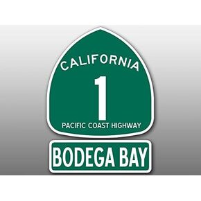 ملصق على شكل علامة PCH 1 وBodega Bay (الطريق السريع ca rv Beach Road Historic Drive Coast California ملصق من الفينيل لنافذة السيارة أو الكمبيوتر المحمول (3 × 4 بوصة) in Kuwait