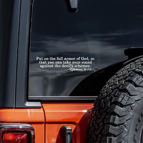 Ephesians 6:11 Bible Verse Decal Vinyl Sticker Auto Car Truck Wall Laptop | White | 8" Wide