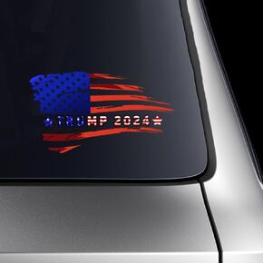 2 Pack Trump 2024 American Flag Car Decal Waterproof Double-Sided Printed Trump Car Sticker for Window Bumper Funny Sticker for Motorcycle Wall Laptop Car Decor