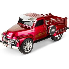 QFX BT-1953 Bluetooth 1953 Hot Rod Pickup Truck Replica Speaker, 3-inch Speakers, Hands Free Link, Built-in Microphone, FM Radio and LED Party Lights, Red