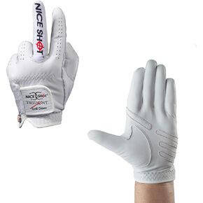 Trident Golf Glove with Power Grip Strips in Premium White Cabretta Leather