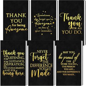 6 Pcs Graduation Thank You Gifts for Student Inspirational Journal A6 Leather Notebooks Motivational Notepad Employee Appreciation Gift for Teacher Nurse, 200 Page(Black, Awesome)