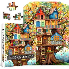 Tree House Puzzles for Adults 1000 Pieces, Fantasy Tree of Life Jigsaw Puzzles, Plant Challenging Hard Puzzles as Nature Home Decor & Gifts