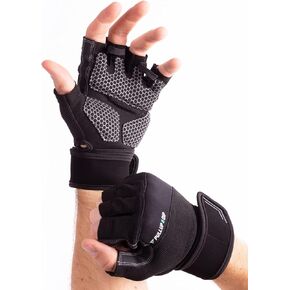 PULLUP & DIP Training Gloves for Weightlifting, Fitness Gloves with Wrist Bandage for Men & Women, Workout Gloves for Bodybuilding, Weight Training, Powerlifting, Fitness