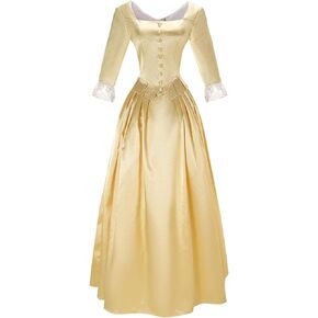 Opera Hamilton Peggy Cosplay Ball Gown Gothic Victorian Costume Drama Show Adult Fancy Yellow Dress