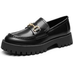 DREAM PAIRS Womens Loafers, Slip-On Platform Chunky Heel Penny Loafers for Women Dressy and Work, Comfortable Womens Business Casual Shoe