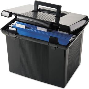 Pendaflex Portable File Box, Black, 11"H x 14" W x 11-1/8" D (41742)