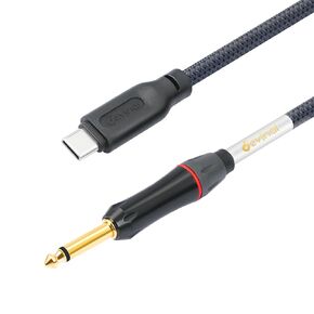 Devinal Upgrade Guitar to USB C Record Cable, 1/4" inch TS to USB-C Audio Cable, 6.35mm Mono to USB Type-C Recording Cord Adapter. Gold Plated 3.3 Feet