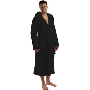 Hooded Bathrobe for Women and Men Cotton Velour Terry Adult Robe