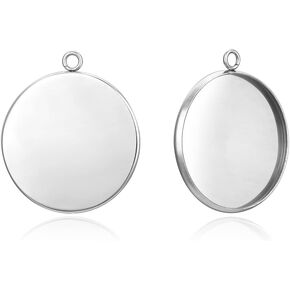 20pcs Adabele 304 Grade Stainless Steel Hypoallergenic Bezel Cup Frame Tray Connector Link Setting for 10mm Round Cabochon Photo Cameo Resin Jewelry Making SJF52-10