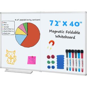 Magnetic Dry Erase Board/Whiteboard with Stand, 36 x 24 inches (60" X 24" When Extendable) Double White Boards on Wheels, Magnetic Whiteboard for School Office Home (36" X 24" Width Extend With Stand)