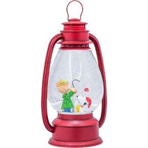 LED Snoopy and Friends Crimson Red 11 x 6 Resin Holiday Snow Globe Swirl Dome
