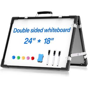 Small Whiteboard Dry Erase Boards with Monthly Grid Calendar, Portable White Board Double Sided Magnetic Board Stand, Desktop/Wall Mount White Boards Easel for School, Home, Office(10" x 10")