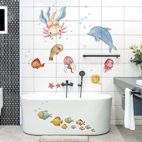 Wall Stickers for Living Room Decor,Home Decoration Under The Sea Dolphin Fish Removable Wall Stickers for Kids Room Nursery Classroom Bedroom Bathroom.