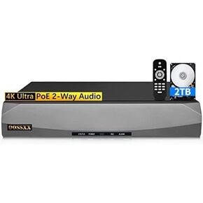 OOSSXX POE NVR Network Recorder Video 4K / 8.0 Megapixel 8-Channel, Supports up to 8 x 8MP/4K IP Cameras, 2 TB Hard Drive