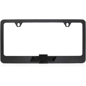 Chevy Chevrolet Metal Black License Plate Frame Tag Holder with 3D Bowtie Emblem