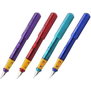 Pelikan Pelikano Jr. Fountain Pen, Left-Handed, Asstd Color May Vary, 1 Pen w/6 Blue Ink Cartridges (943415)