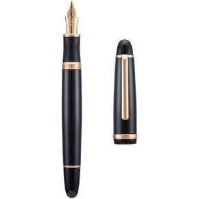 Jinhao X350 Fountain Pen Medium Nib with Converter, Black with Golden Clip Metal Writing Pen
